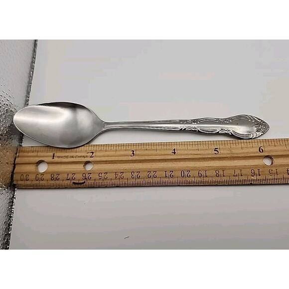 3 Wesley Forge WLF2 Teaspoon Stainless Steel 6 1/4" Floral Design Art Deco MCM - Picture 3 of 8